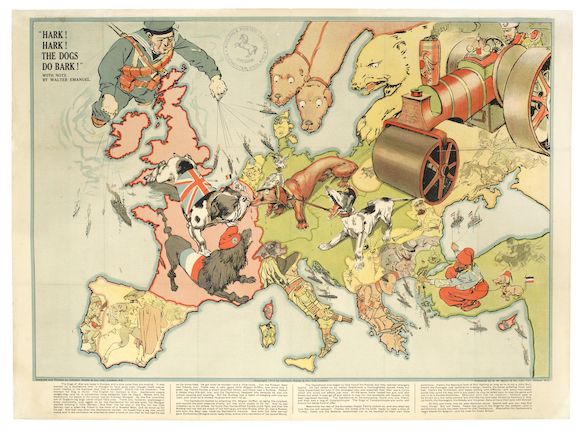 Bonhams CURIOSITY MAP WORLD WAR I Hark Hark The Dogs Do Bark bonhams-curiosity-map-world-war-i-hark-hark-the-dogs-do-bark