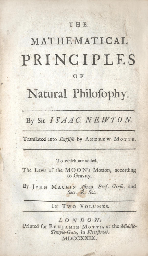 Bonhams : NEWTON (ISAAC) The Mathematical Principles of Natural ...