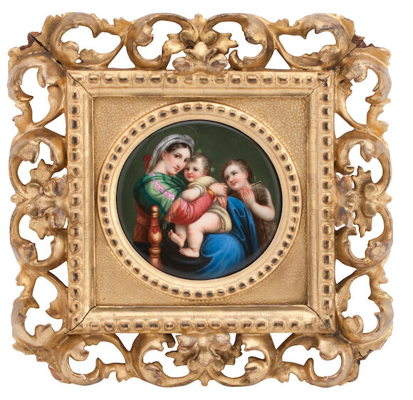 Bonhams : A German porcelain plaque of the Madonna and Child in a ...