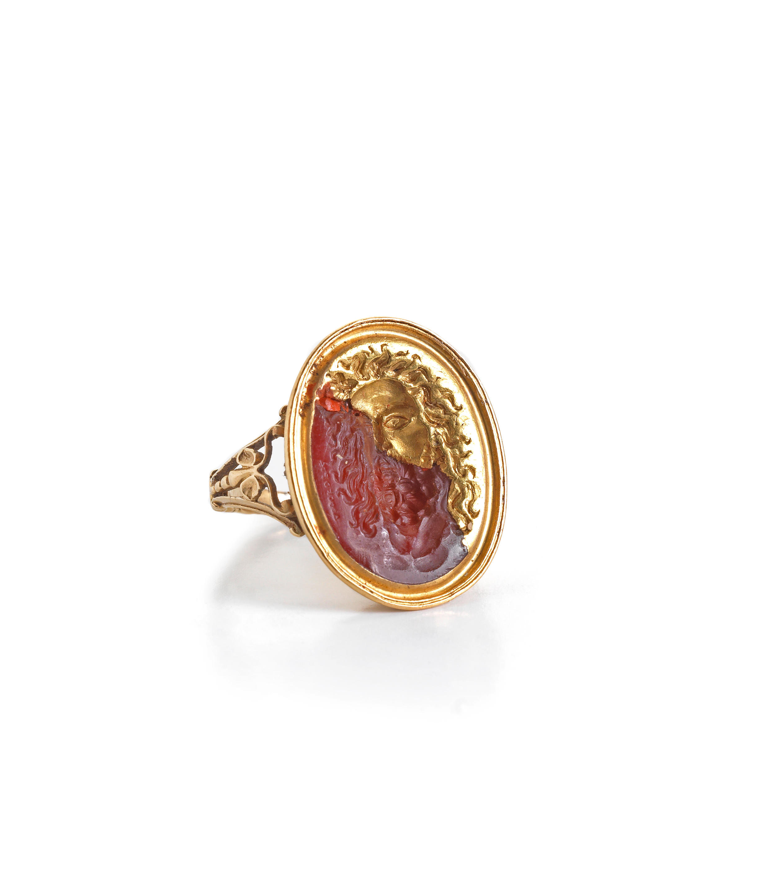 Bonhams : A Neoclassical carnelian and gold ring