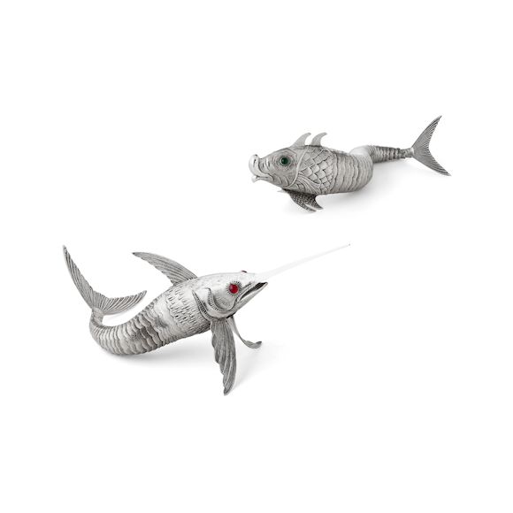 Bonhams An articulated model of a swordfish and another articulated