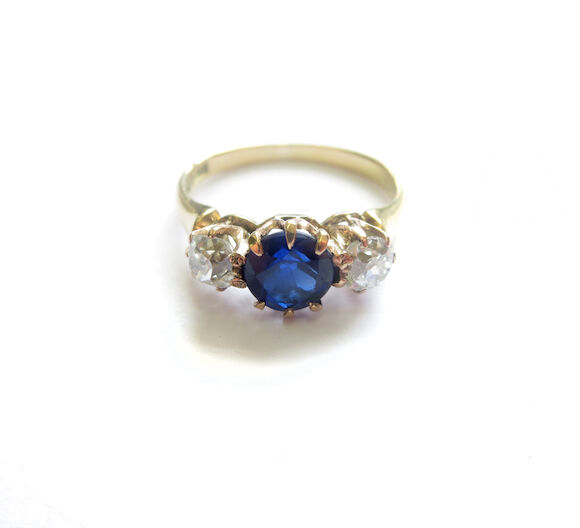 Hamilton Inches Rings Bonhams : A sapphire and diamond three-stone ring, by Hamilton & Inches