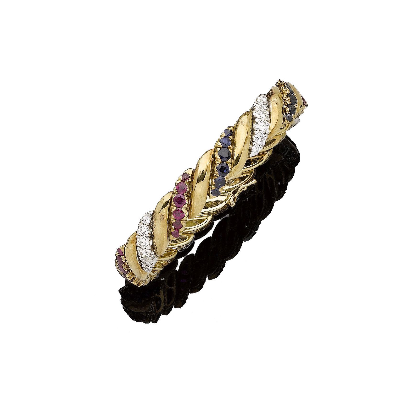 A ruby, sapphire and diamond bracelet