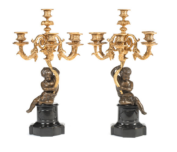 Bonhams : A pair of late 19th century French, gilt and patinated bronze ...
