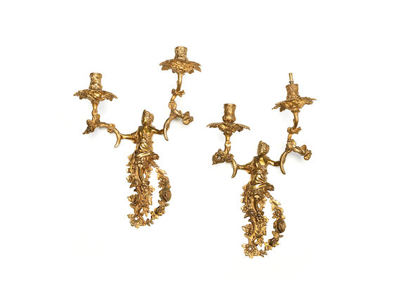 Bonhams : A set of four late 19th century gilt bronze figural wall ...