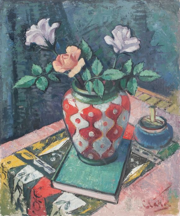 Bonhams * Clark (British), 20th Century Still Life with Flowers