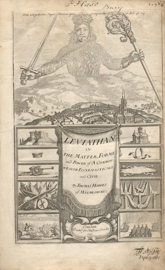 Bonhams : HOBBES (THOMAS) Leviathan, or, the Matter, Forme, & Power of ...