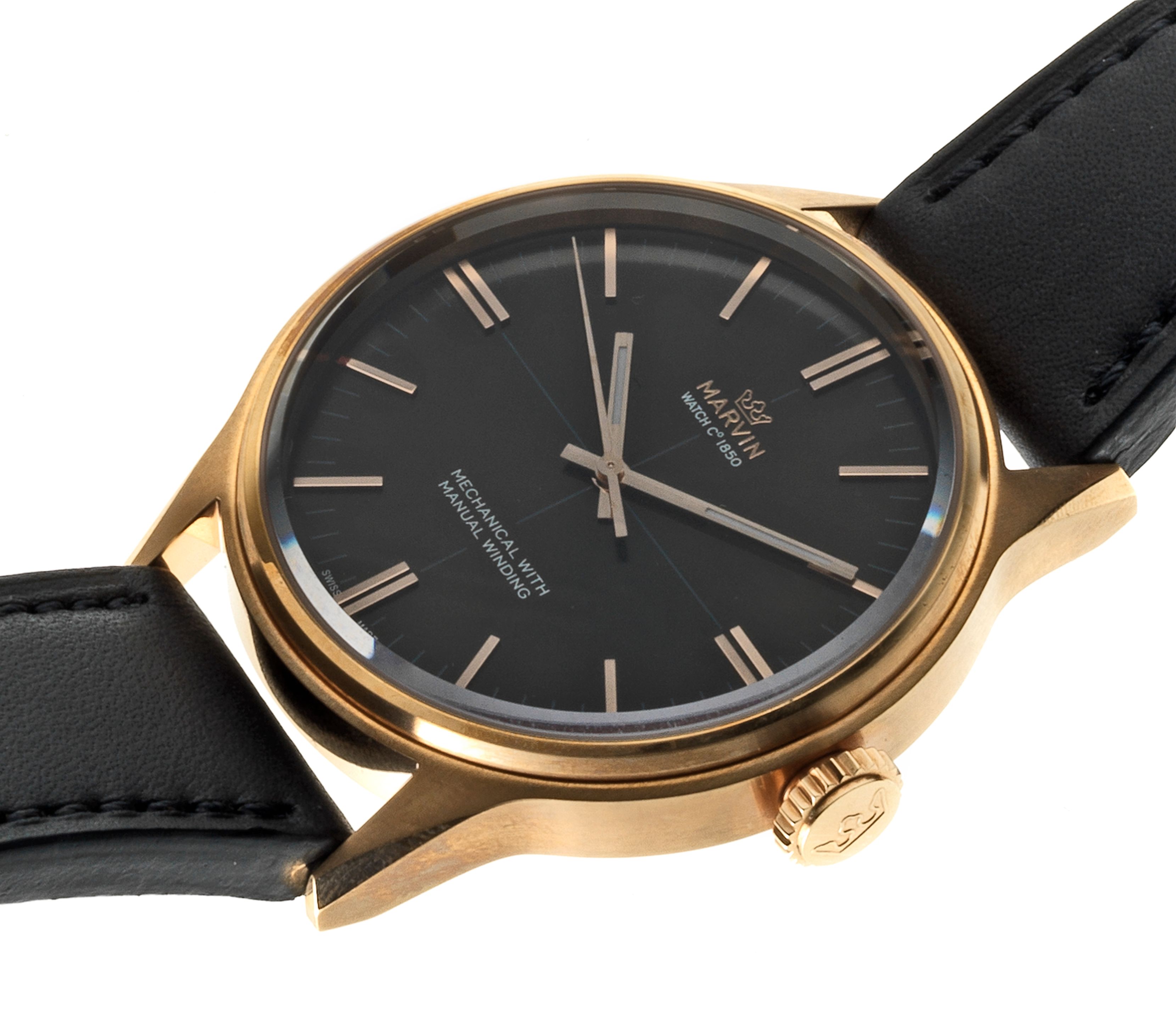 Bonhams : Marvin Watch Co. A rose gold plated manual wind wristwatch