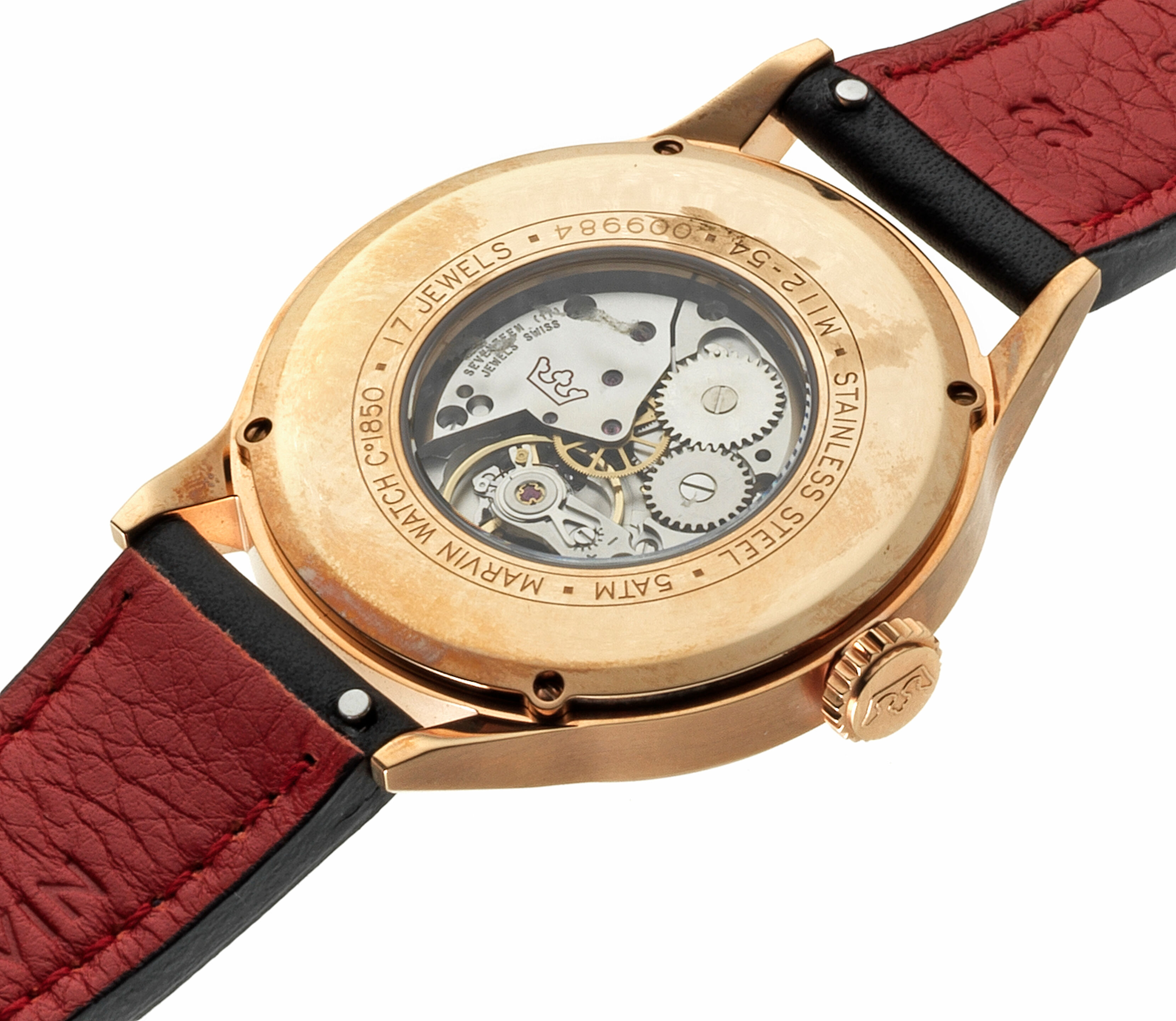 Bonhams : Marvin Watch Co. A rose gold plated manual wind 