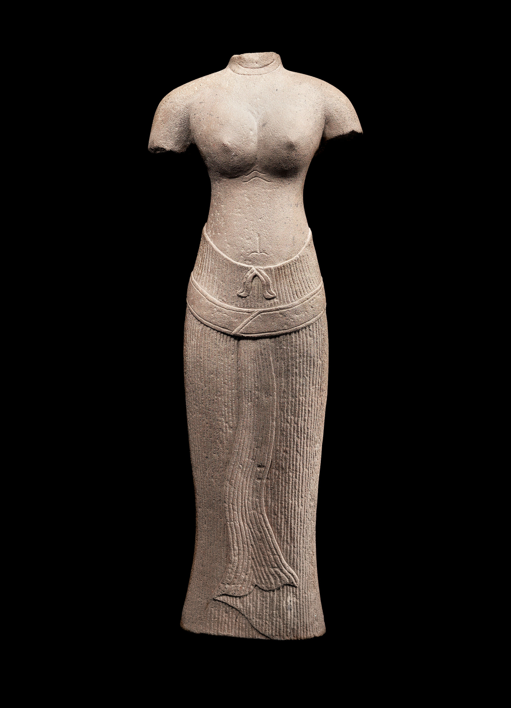 Bonhams : A Khmer sandstone torso of a female deity Cambodia 