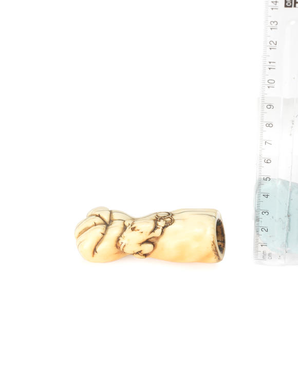 Bonhams : An ivory netsuke of a demon leaning over the Rashomon demon's ...