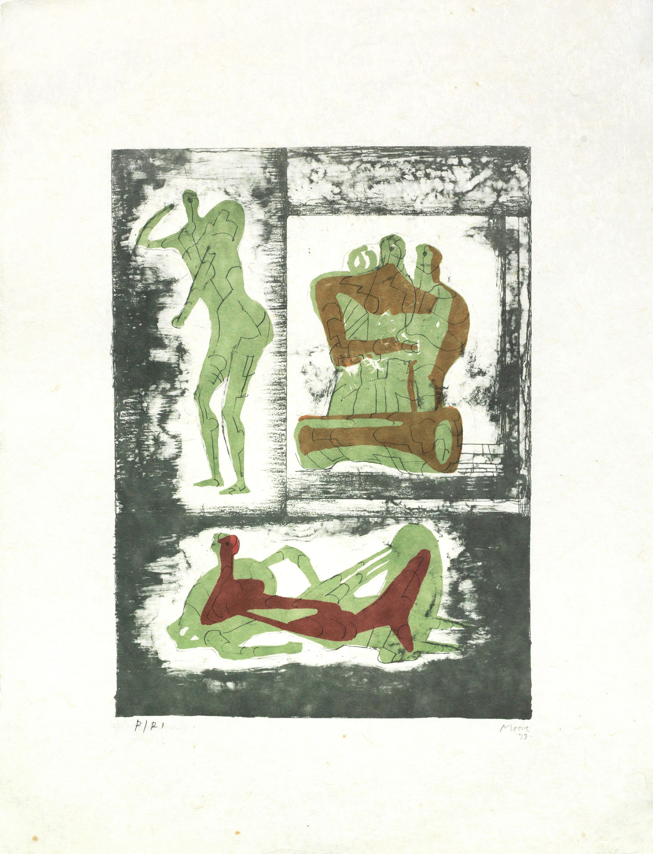 Reclining and Standing Figure and Family Group
