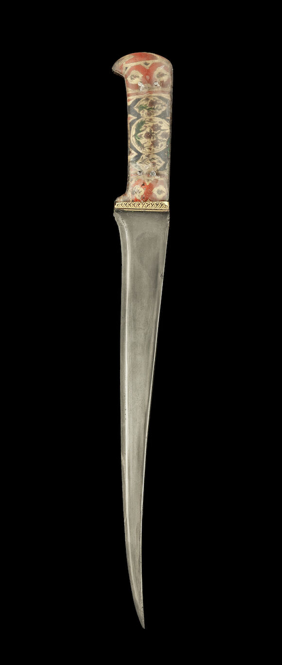 Bonhams : An unusual Mughal rock crystal hilted steel dagger (peshkabz ...
