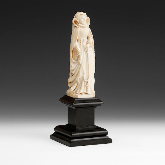 Bonhams : A 19th century carved ivory figure depicting Mary, Queen of ...