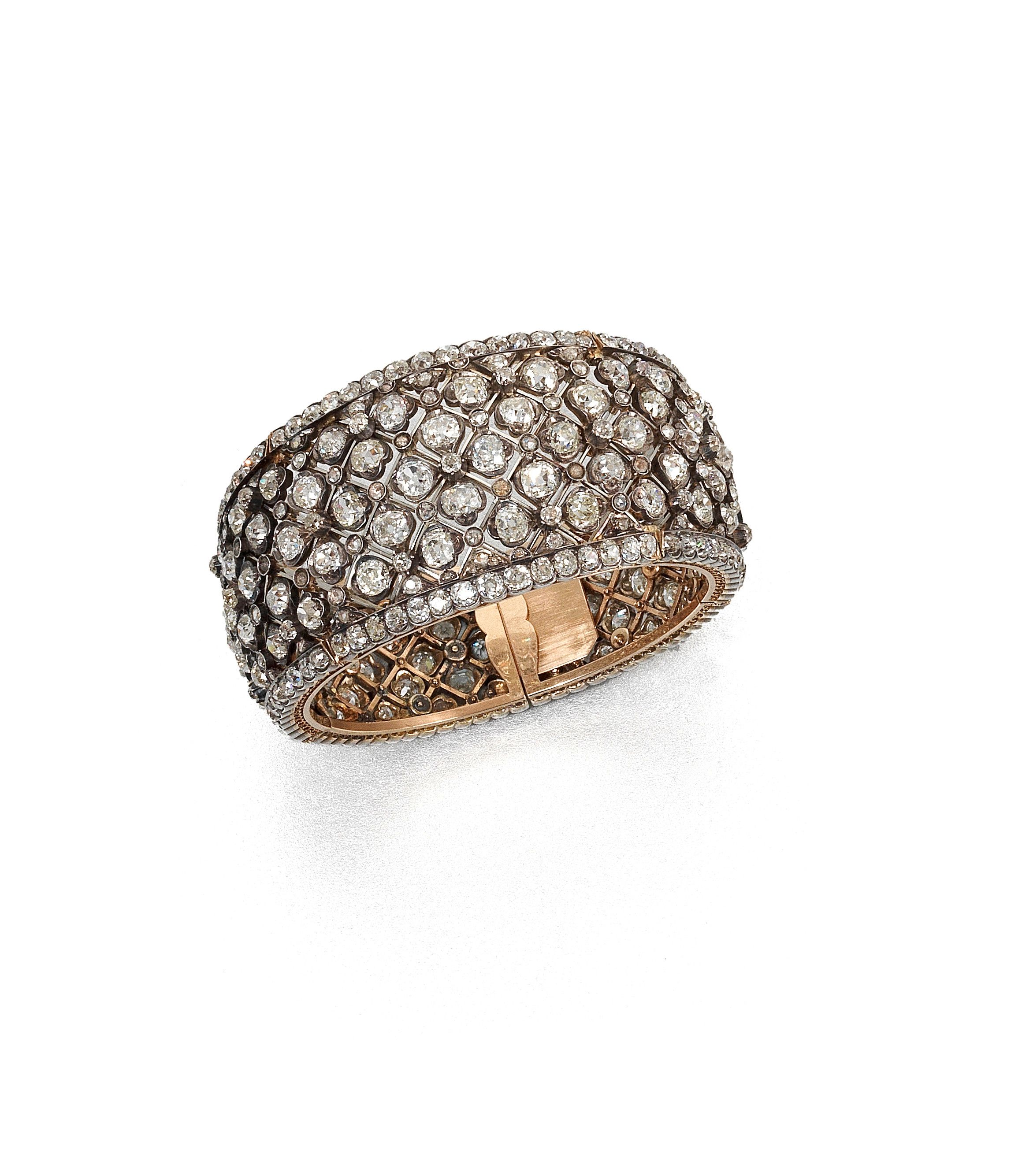 A 19th century diamond hinged bangle,