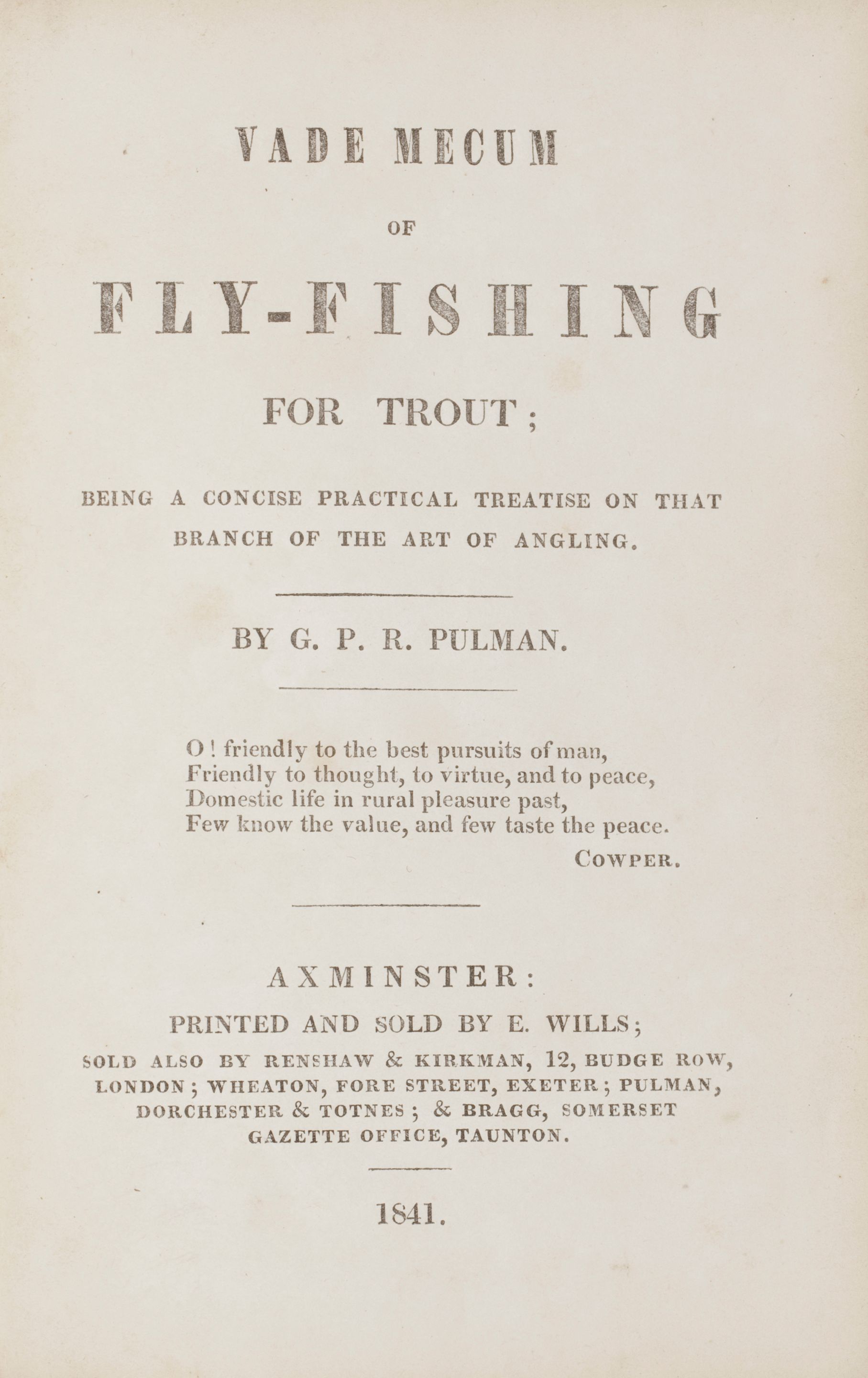 Bonhams PULMAN (GEORGE PHILIP RIGNEY) Vade Mecum of Fly-fishing