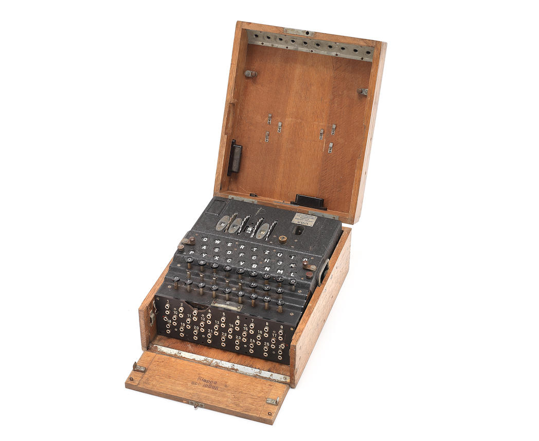 A rare 4-rotor Enigma U-Boot Kriegsmarine, manufactured by Olympia, German, dated 1944,