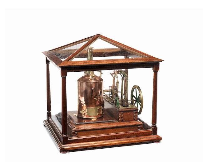 An attractive model live-steam single cylinder vertical steam engine, English, Mid 19th-century,
