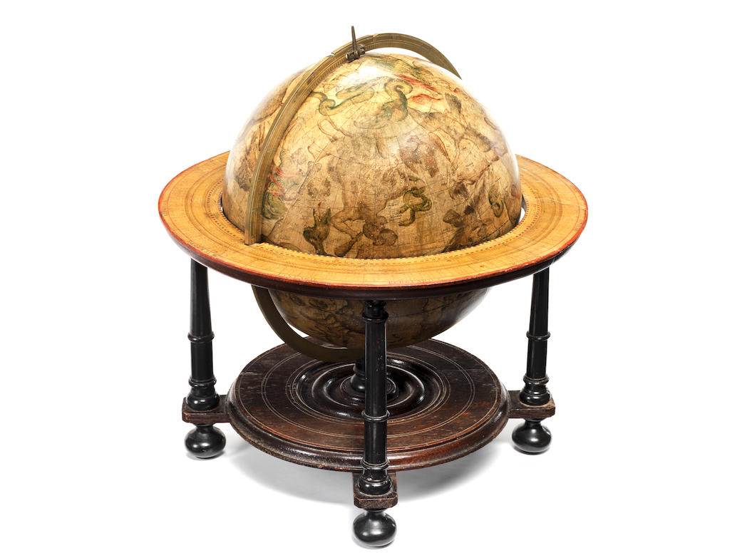 A 12 inch George and Leon Valk celestial globe on stand, circa 1750,