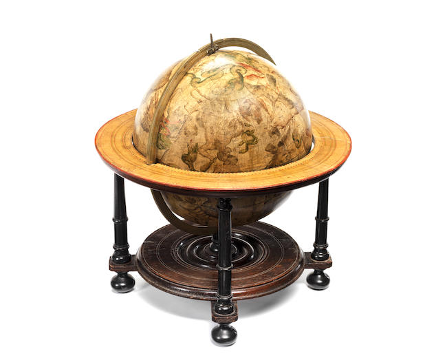 A 12 inch George and Leon Valk celestial globe on stand, circa 1750,