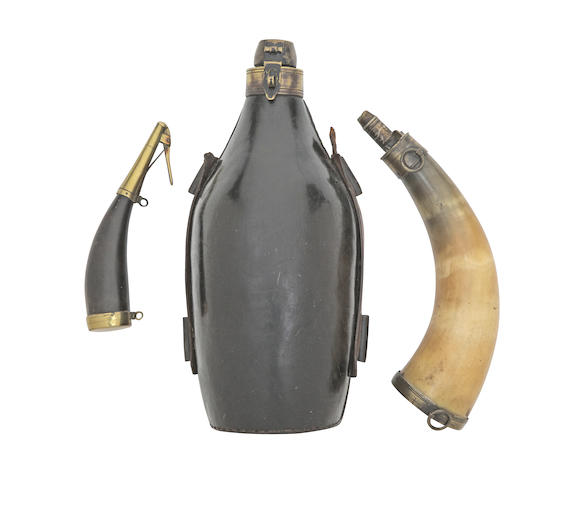 Bonhams A Brass Mounted Gunpowder Storage Flask And Nine Various Powder And Shot Flasks 10 6228