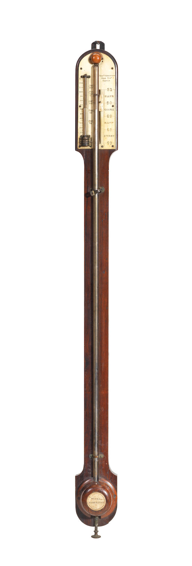 An Alexander Alexander stick barometer, English, Mid-19th century,