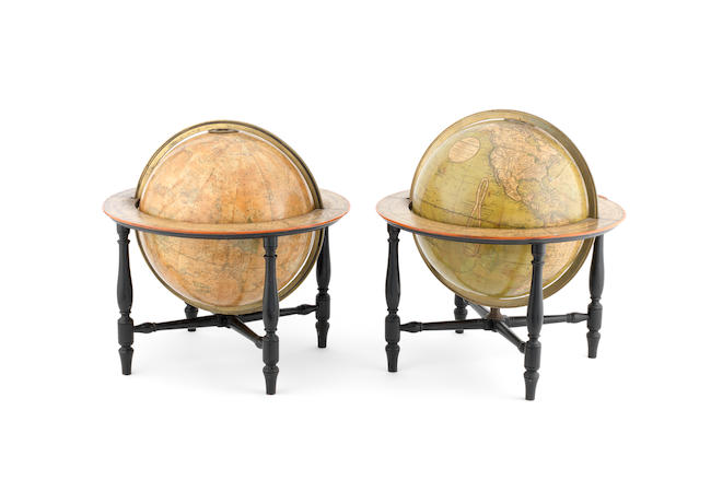 A Pair of 12-inch Smith & Son terrestrial and celestial table globes, English, published 1863, (2)