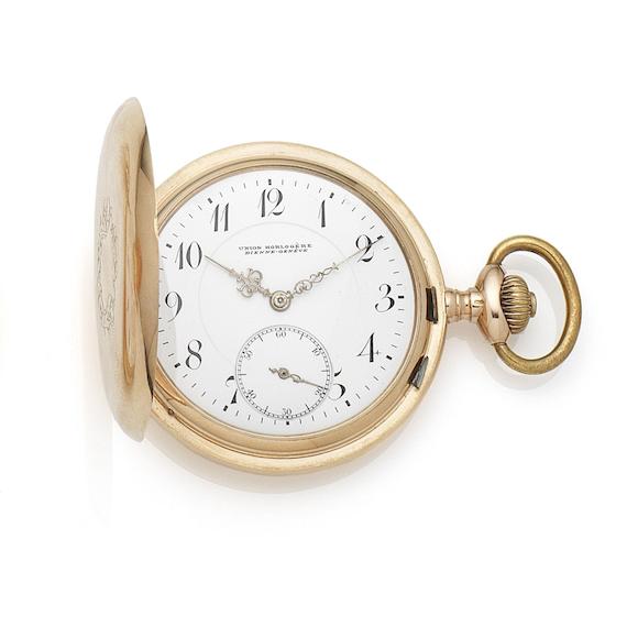 Bonhams : Union Horlogere, Bienne-Geneve. A 14K gold keyless wind full ...