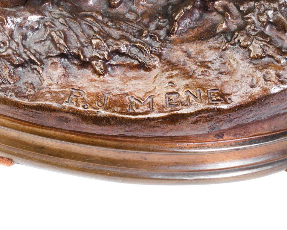 Bonhams Pierre Jules Mene Equestrian Bronze Grande Jument De Chasse Avec Petit Chien Griffon