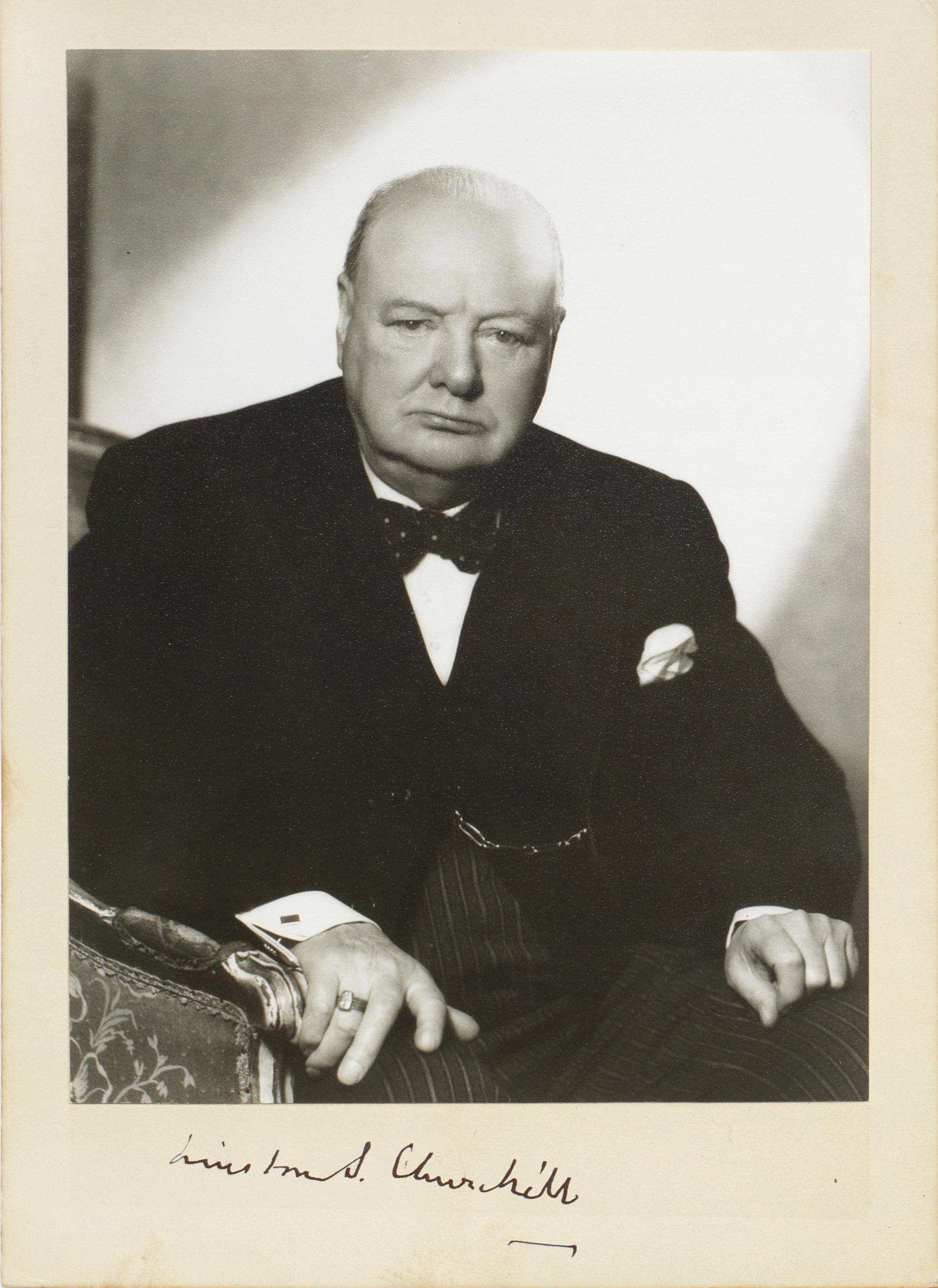 Bonhams : CHURCHILL (WINSTON) Photograph signed on the mount (Winston S ...