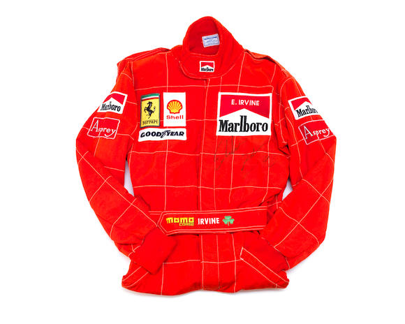 Bonhams : A signed set of Eddie Irvine 1996 Ferrari overalls by Momocorse,