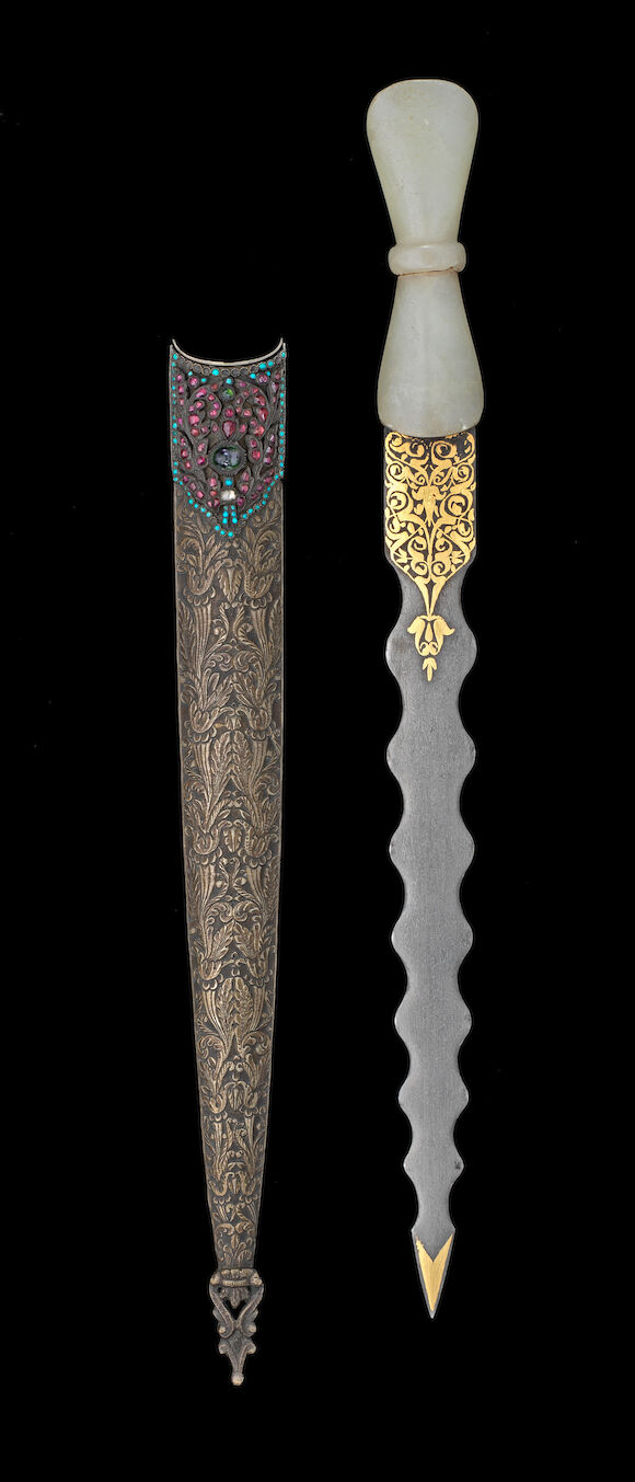 Bonhams : An Ottoman gem-set jade-hilted dagger Turkey, 19th Century