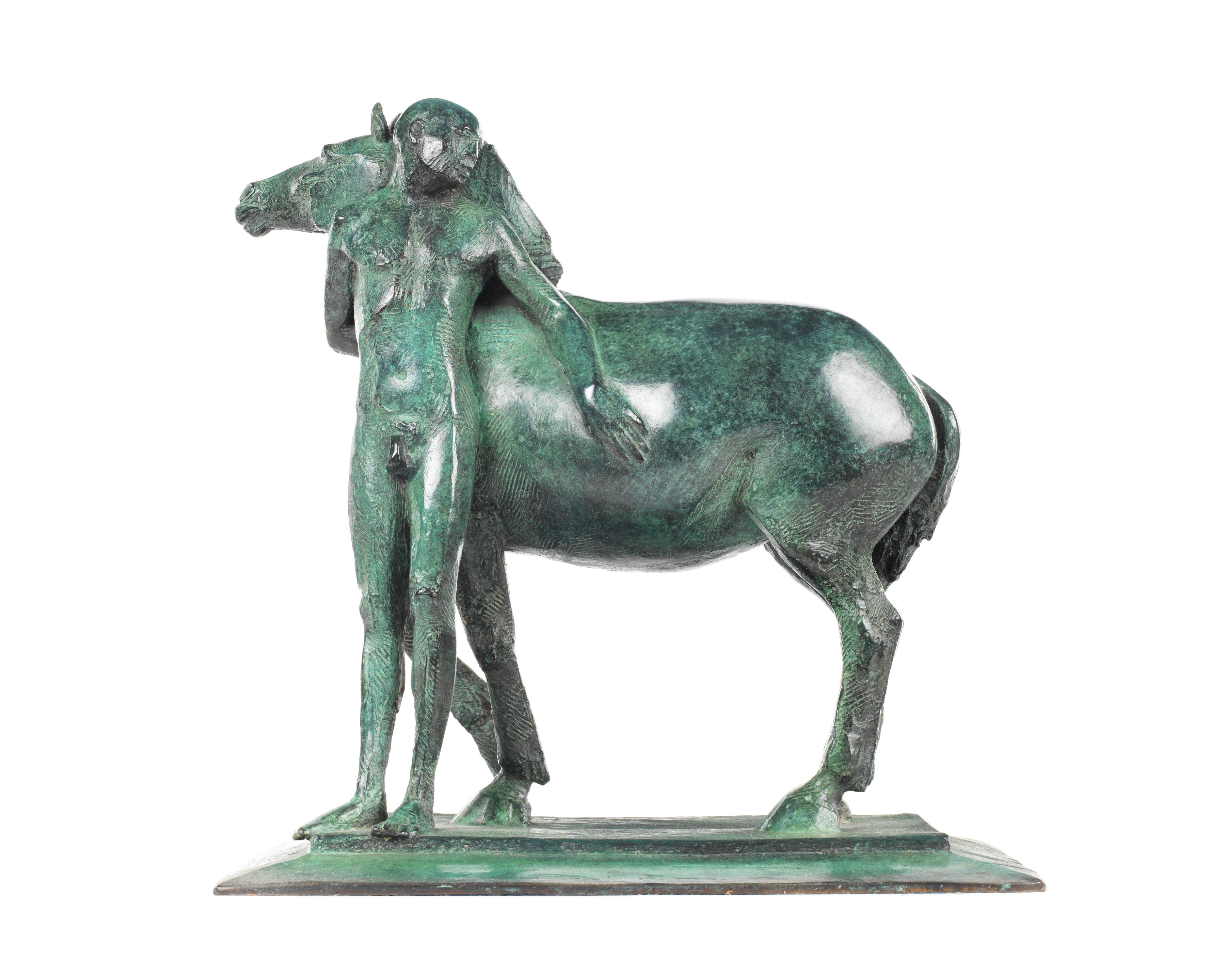 Bonhams : David Backhouse (British, born 1941) Man and horse 39cm (15 1 ...