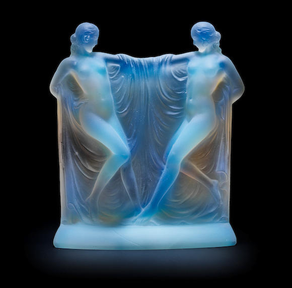 Bonhams An Art Deco Sabino Opalescent Glass Double Suzanne Figural Sculpture Unmarked Circa