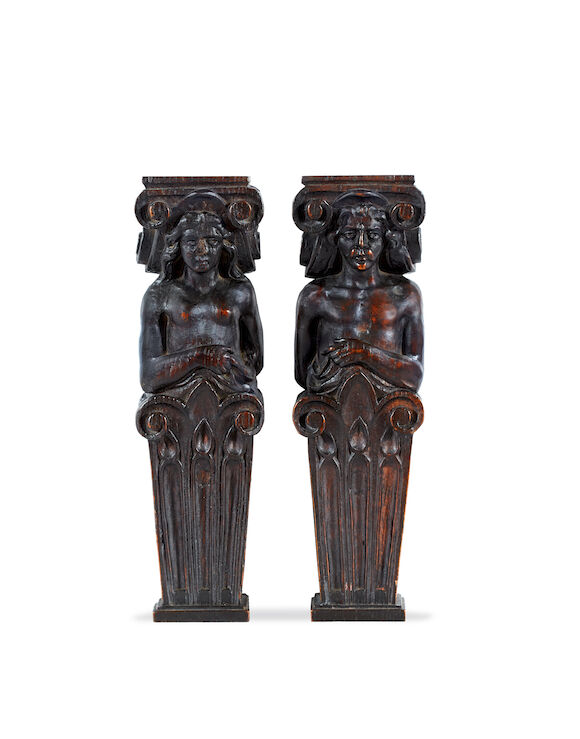 Bonhams : A pair of late 16th/early 17th century carved oak figural ...