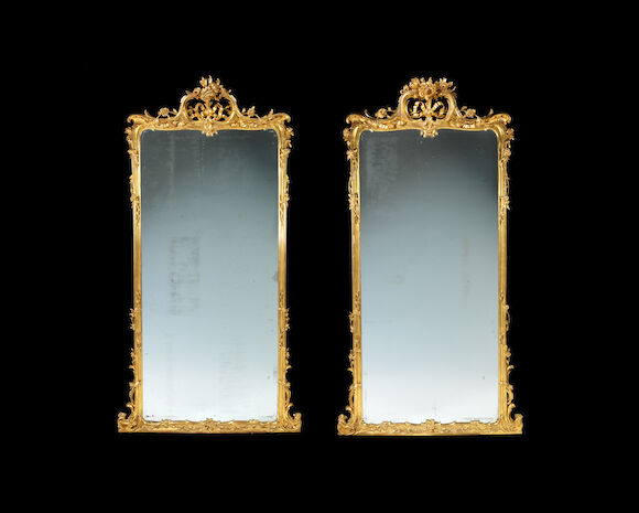 Bonhams : A large pair of second half 19th century carved giltwood and ...