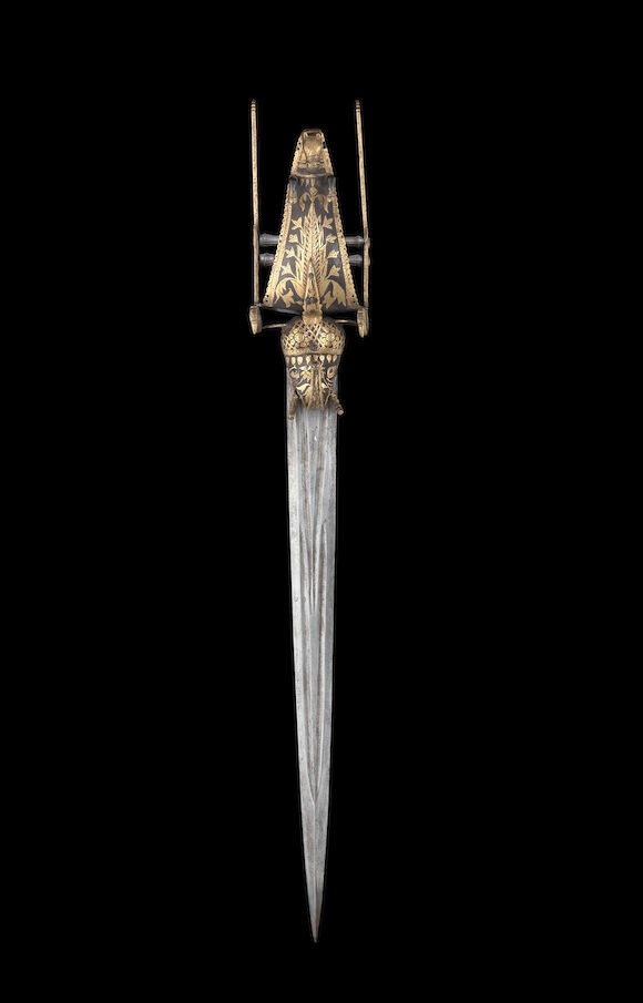Bonhams : A gold-koftgari hilted steel push dagger (katar) India, 19th ...