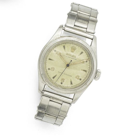 Bonhams A stainless steel manual wind bracelet watch