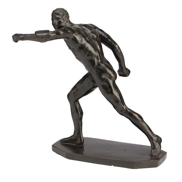 Bonhams : A patinated bronze figure of the Borghese Gladiator, after ...