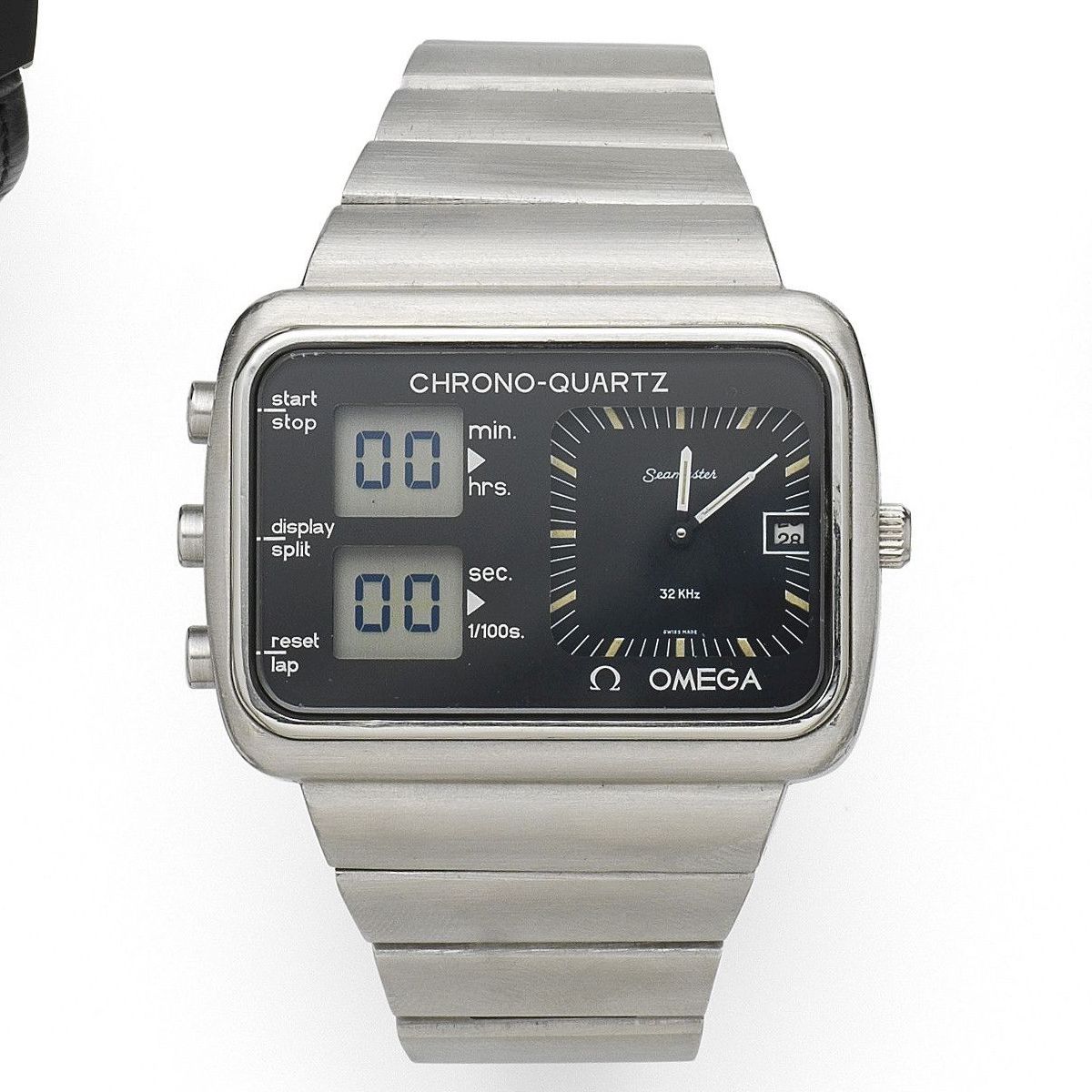 Bonhams A stainless steel oversized quartz calendar