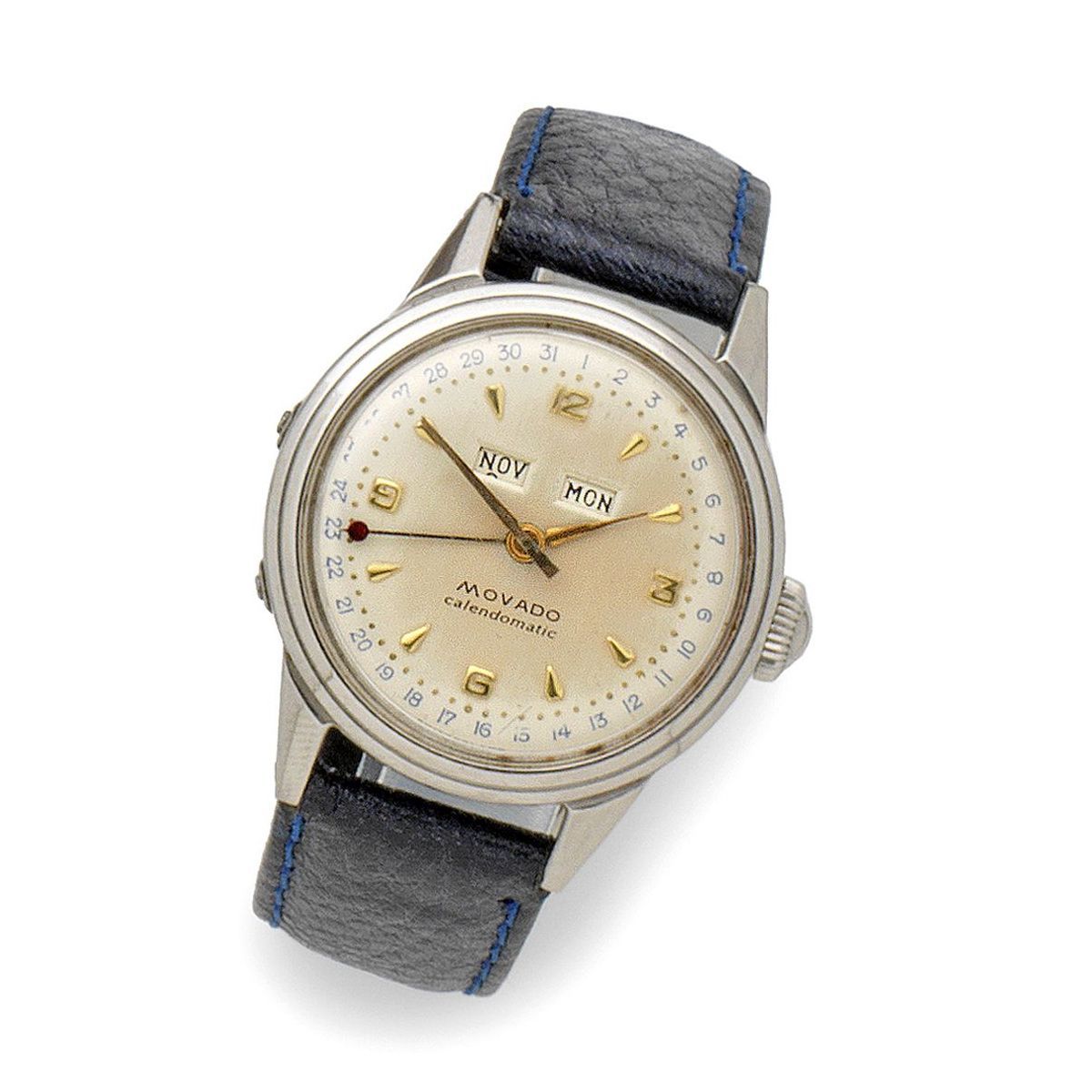 Bonhams A stainless steel manual wind triple calendar