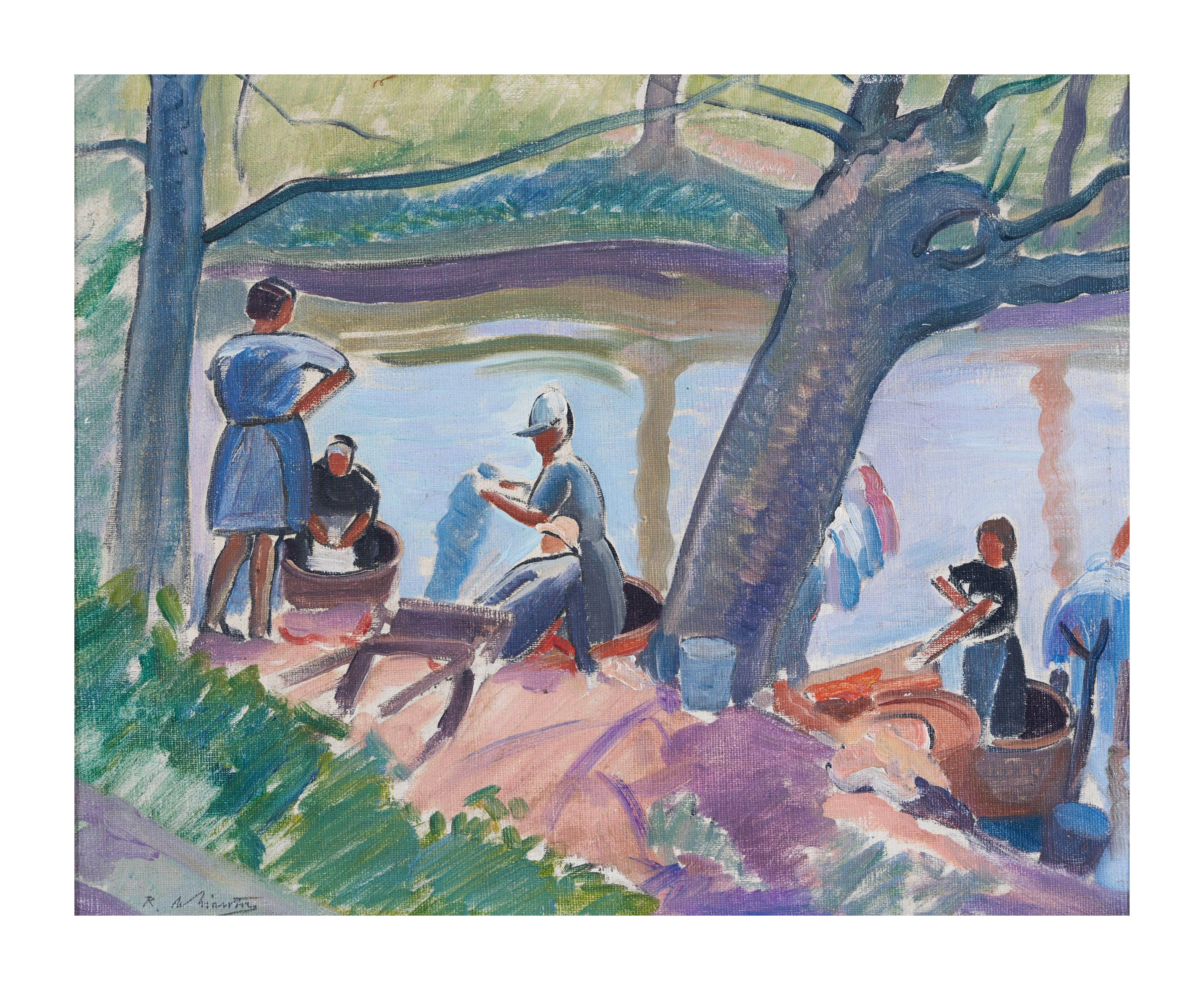 Bonhams Roy De Maistre (18941968) Figures Washing by a Stream