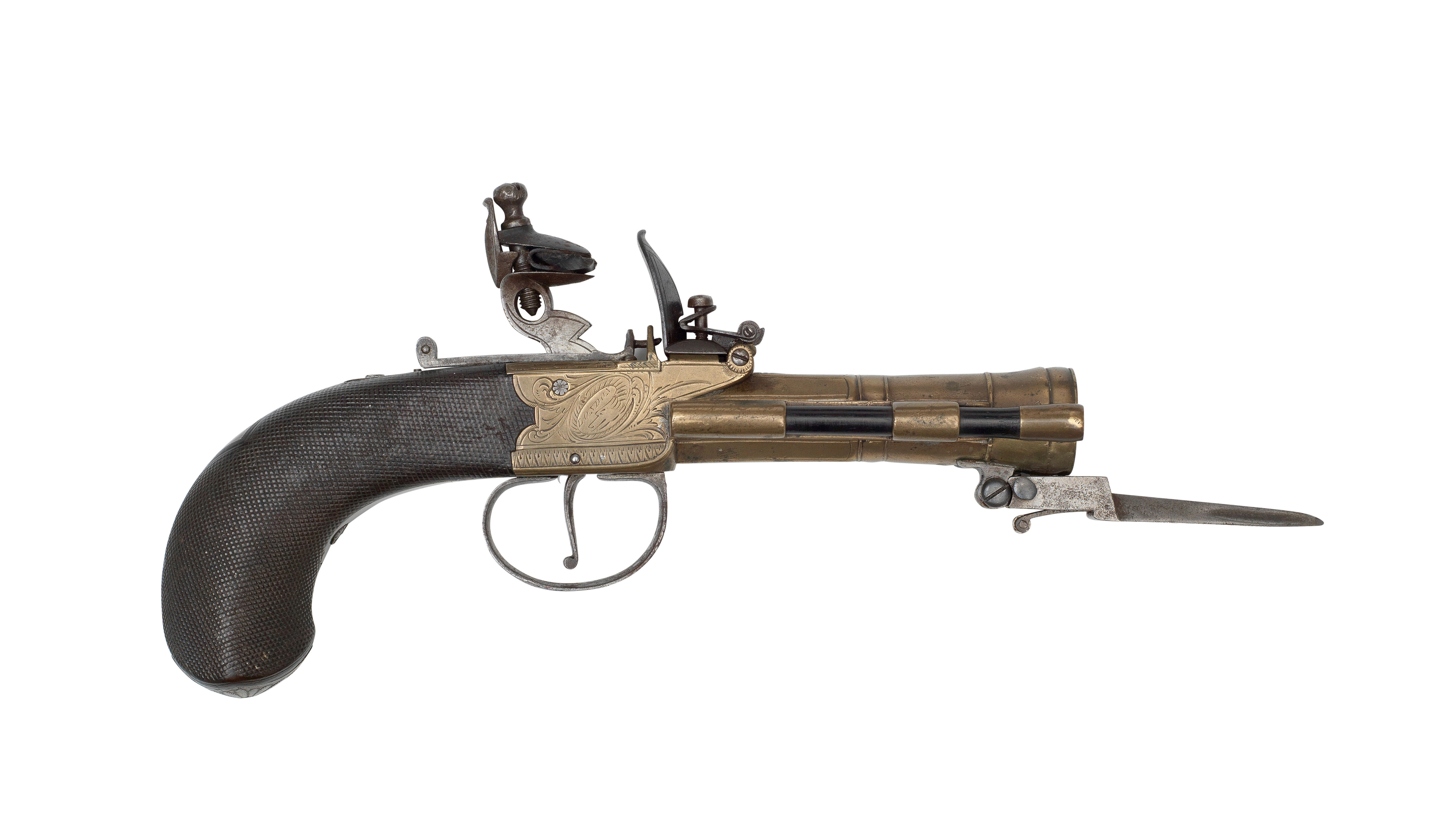 Bonhams : A Flintlock Box-Lock Blunderbuss-Pistol With Spring Bayonet