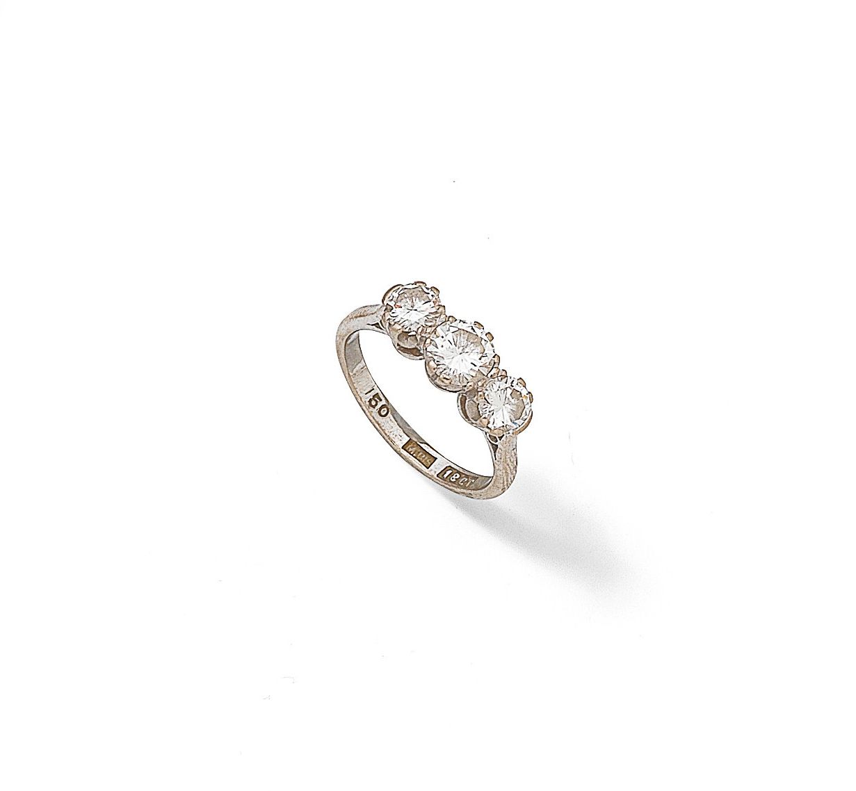 A diamond three-stone ring