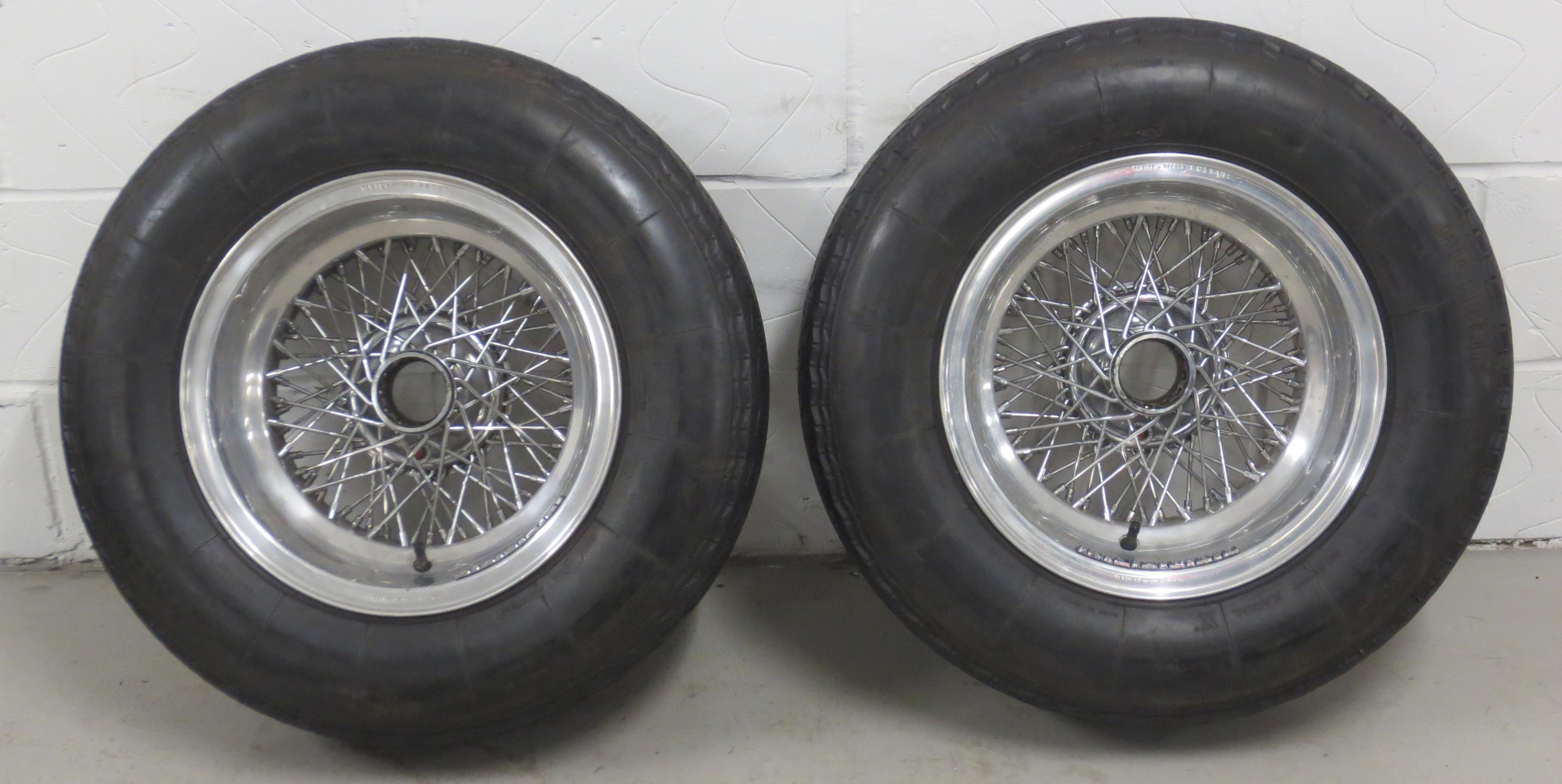 Bonhams Cars : Two Borrani 15 x 7 RW 3812 wire spoked wheels with tyres ...