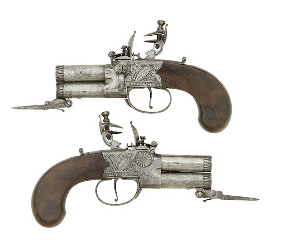 Bonhams : A Pair Of 90-Bore Flintlock Box-Lock Over-And-Under Tap ...