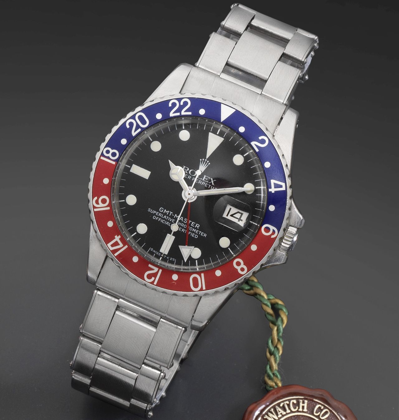 Rolex Rolex. A stainless steel automatic calendar bracelet watch with 24-hour indication GMT-Master, Ref:1675, Serial No.153****, Movement No.D59***, Circa 1966 · 1675