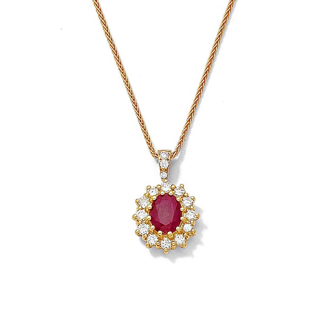 A ruby and diamond pendant/necklace
