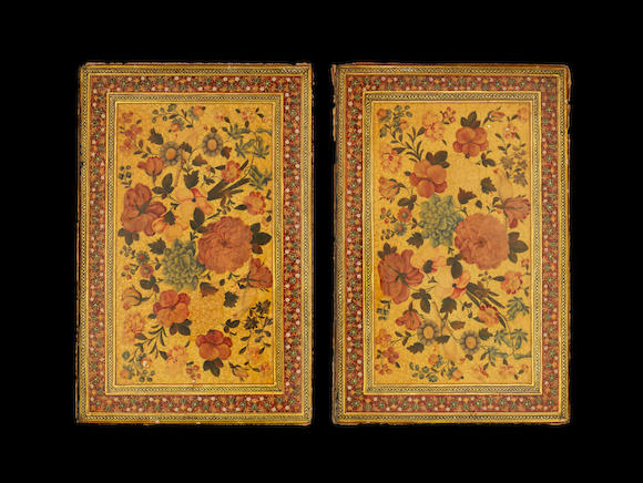 Bonhams A Pair Of Qajar Lacquer Bindings Persia 19th Century 3