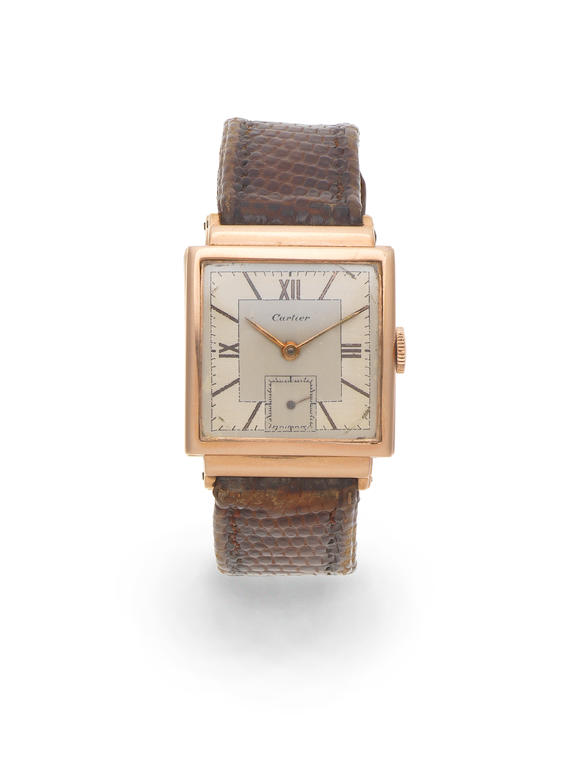 Bonhams : Movado. A lady's 14K rose gold manual wind square wristwatch ...